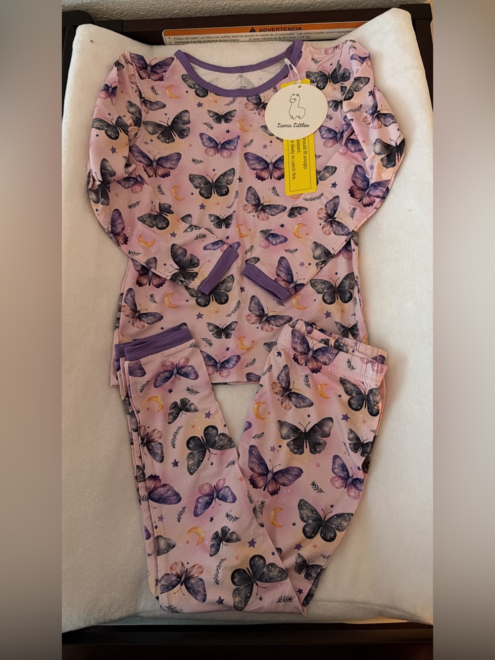 Lama Littles Butterfly Long Sleeve Pants PJ Set 5/6 NWT
